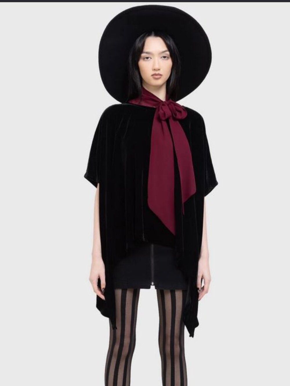 NEW Killstar Lurid Velvet Black Loose Drape High Low Oversized Shirt Size M/L - Picture 2 of 5